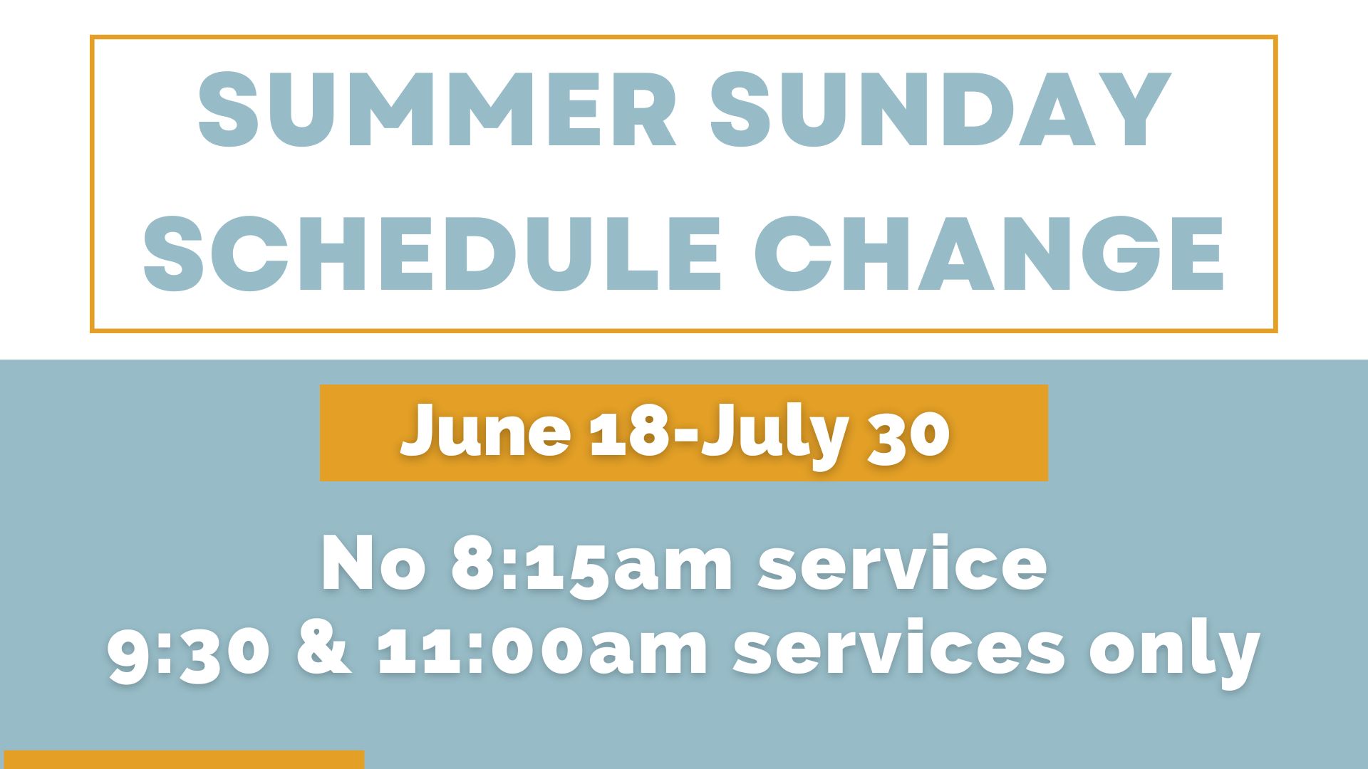 Important info about this Sunday